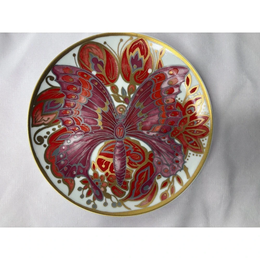 Set Of Two (2) Pottery Barn Art Nouveau Plates - Butterfly Wing
